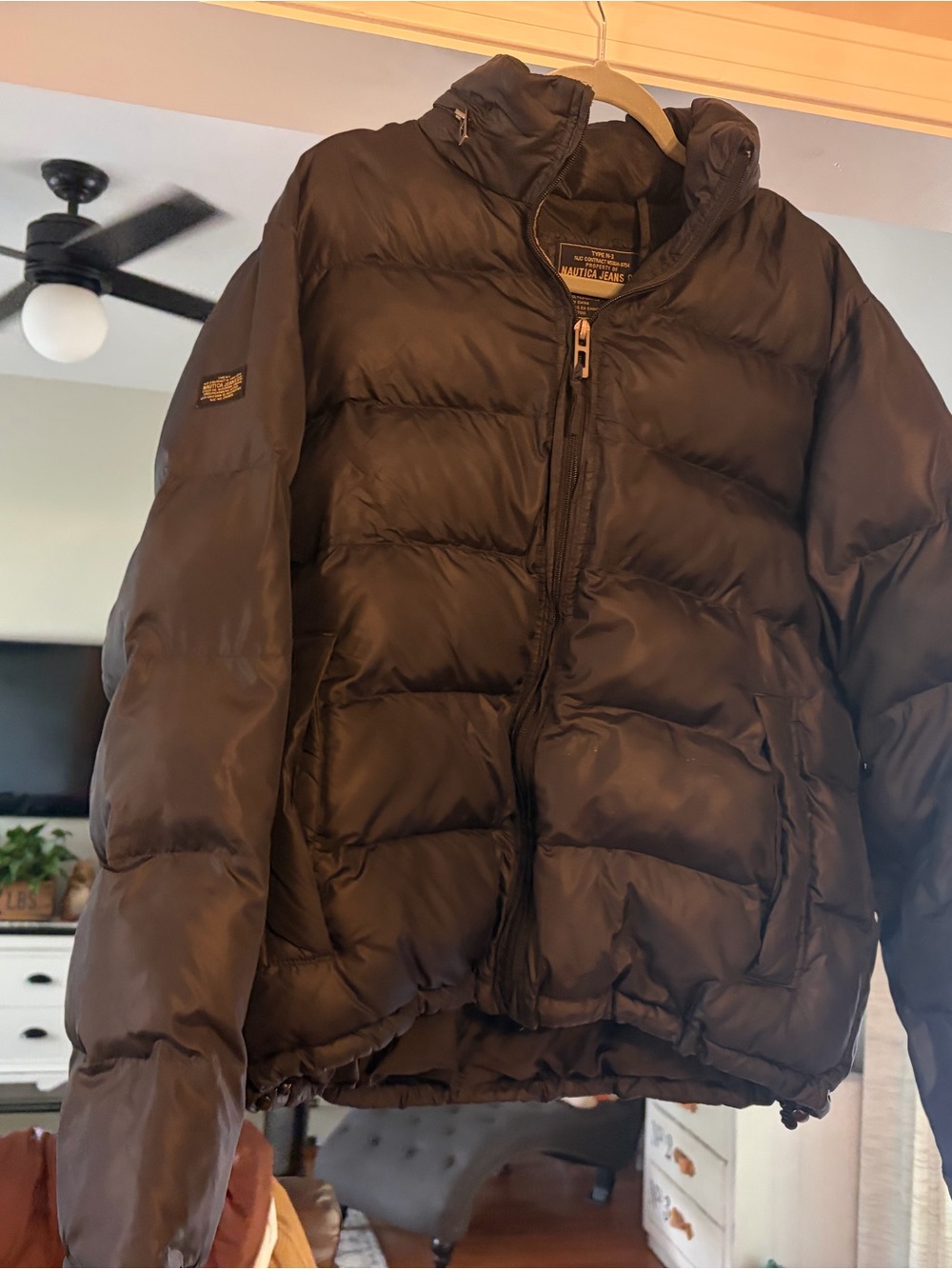 Nautica Men's Black Quilted Puffer Jacket large nice condition